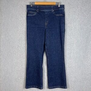 SPANX Raw Indigo Original EveryWear Kick Flare High Rise Pull On Jeans Size XL